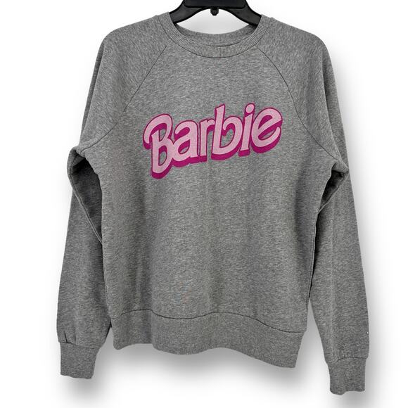 Junk Food Barbie Pullover Sweatshirt Womens Size Small Heather Gray Pink - Picture 1 of 6